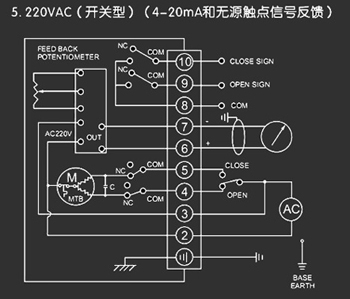 220VAC開關型<a href='http://m.ems-hebei.cn/Product/diefa/diandongdiefa/' target='_blank'>電動<a href='http://m.ems-hebei.cn/Product/diefa/' target='_blank'>蝶閥</a></a>接線圖